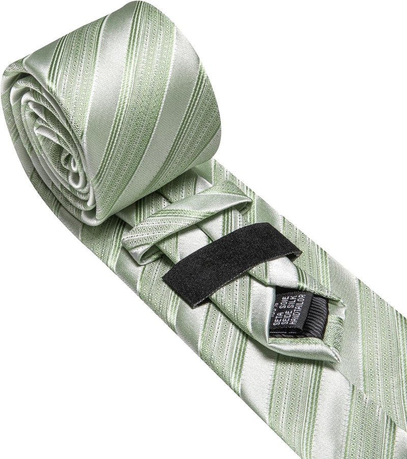 Barry.Wang Store Tie Sets for Men Silk Stripe Necktie Woven Checkered Handkerchief Cufflinks Formal Business Wedding - Image 4